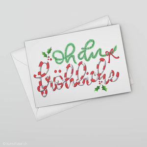 Oh du fröhliche Weihnachtskarte mit Candyschrift Ansicht von oben