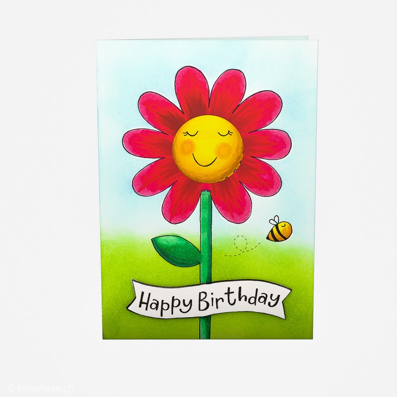 Pop Up Karte Happy Birthday Sonnenblume Ansicht