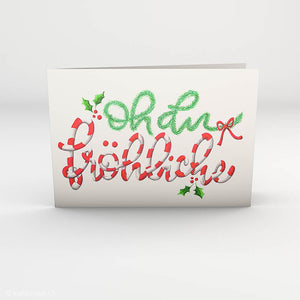 Oh du fröhliche Weihnachtskarte mit Candyschrift Ansicht von vorne